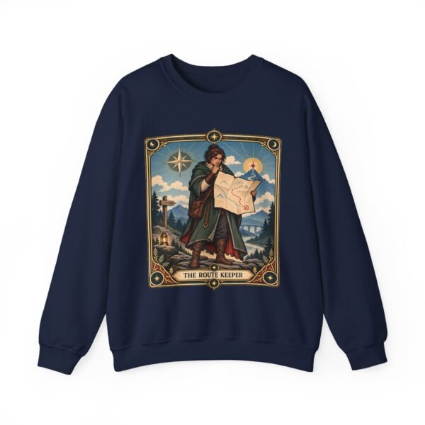 Crewneck Sweatshirt — "The Route Keeper" Vintage Map Navigator Graphic