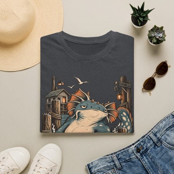 Sea Monster Graphic T-Shirt – Retro Koi/Monster Harbor Illustration