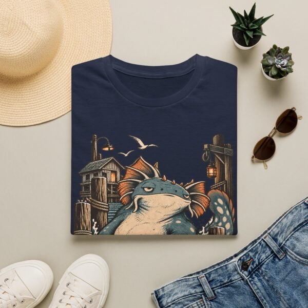Sea Monster Graphic T-Shirt – Retro Koi/Monster Harbor Illustration