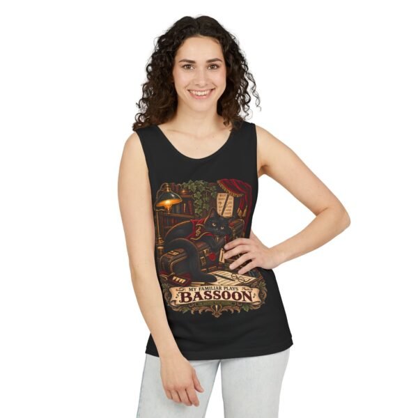 Bassoon Player Tank Top — "My Familiar Plays Bassoon" Vintage Musician Graphic
