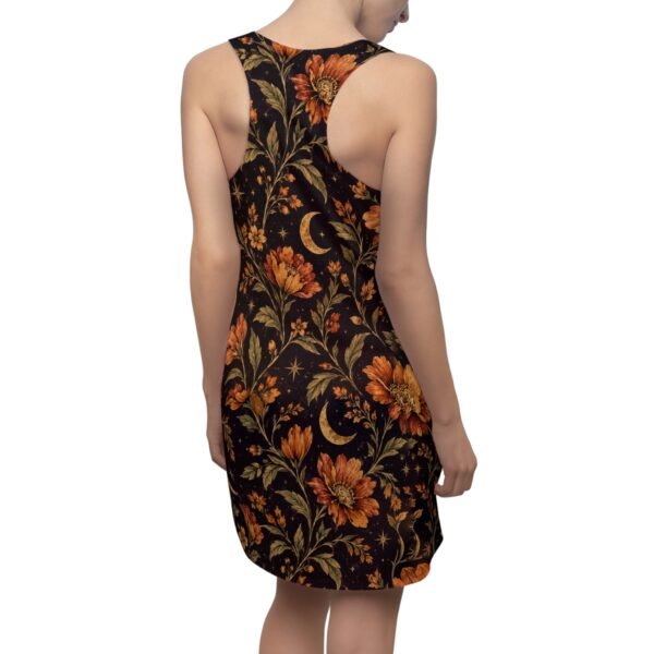 Celestial Floral Racerback Dress — Vintage Moon & Orange Bloom AOP
