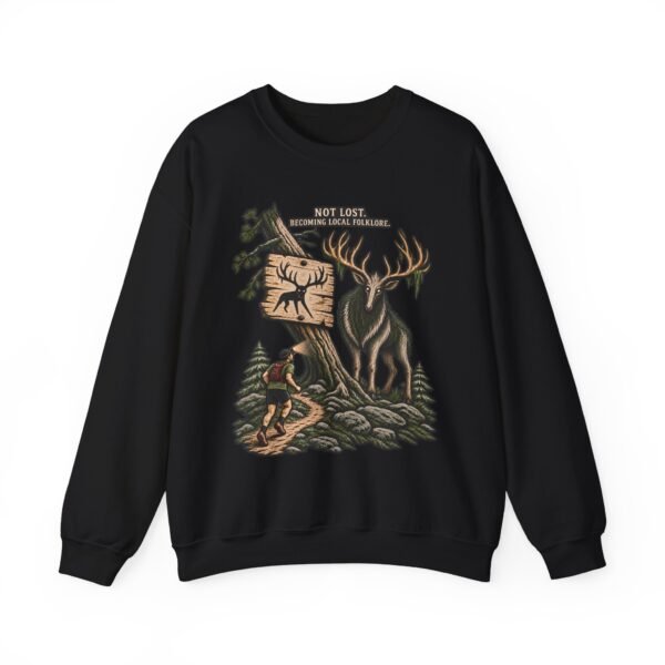 Hiking Elk Crewneck Sweatshirt — Rustic Outdoors "Don't Lose Yourself" Design