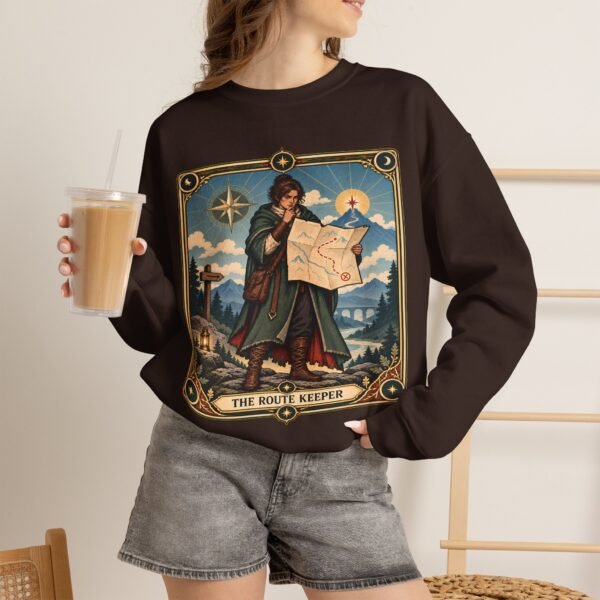 Crewneck Sweatshirt — "The Route Keeper" Vintage Map Navigator Graphic