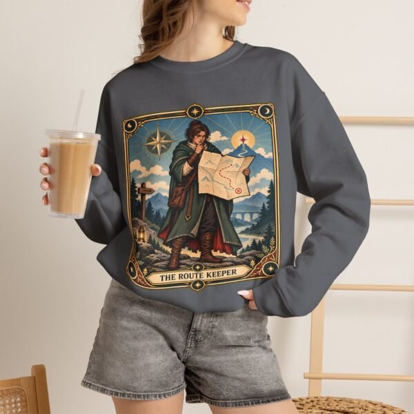 Crewneck Sweatshirt — "The Route Keeper" Vintage Map Navigator Graphic