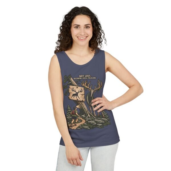 Adventure Tank Top – “Not Lost, Just Taking the Scenic Route” Moose & Hiker Design